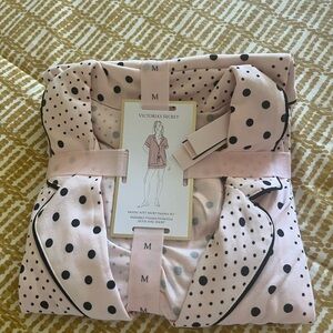 Victoria's Secret Pink and Black Polka Dot Pajama Set